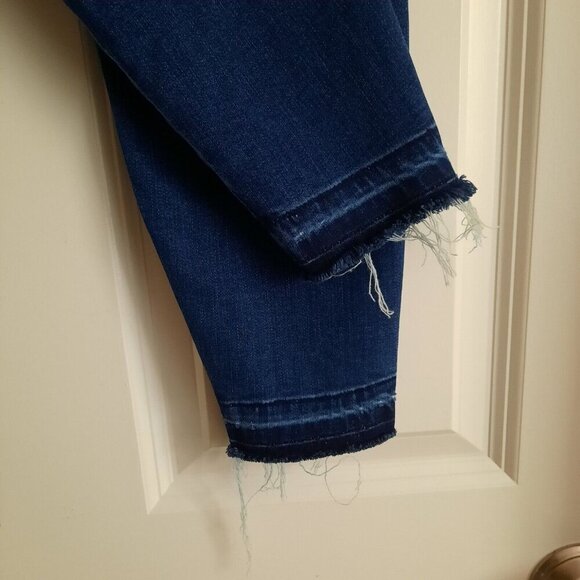 Spanx Pull On Skinny Jeans Womens XL Blue High Rise Ankle Distressed Raw Hem - Picture 6 of 14